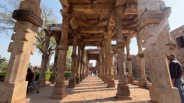 Ancient Stone Pillars at Qutb Complex Delhi