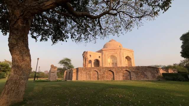 Historic Mughal Monument in Delhi at Sunset