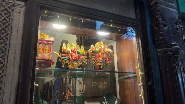 Vibrant Indian Handicrafts Displayed in Storefront Window
