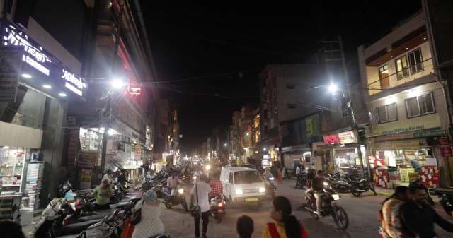 Bustling Indian Night Market Street Scene in Indore