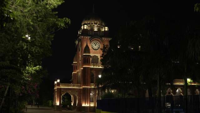Majestic Night View of Mahatma Gandhi Town Hall Tower Indore