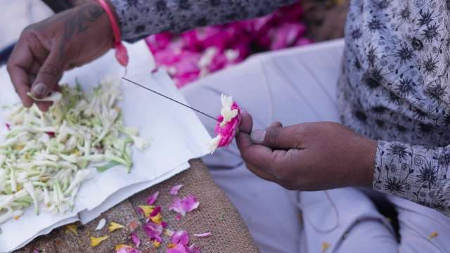 Traditional Flower Garland Making by Hand