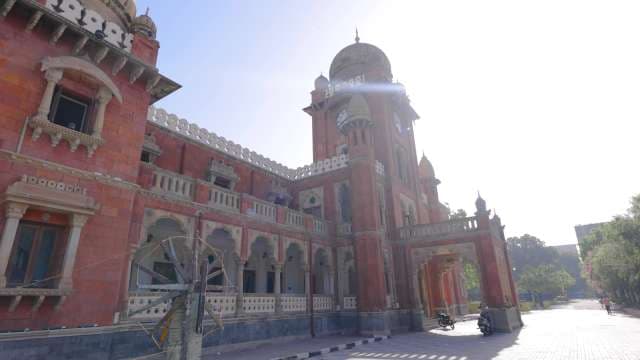 Mahatma Gandhi Hall Historic Red Brick Clock Tower at Indore