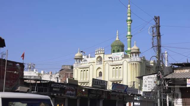 Majestic Mosque in Urban Indian Marketplace, Indore
