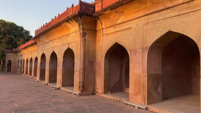 Historic Mughal Architecture at Agra Fort in Golden Hour