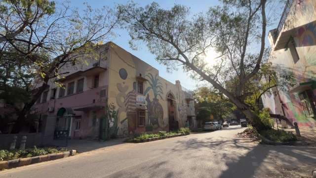 Colorful Street Art Mural on Urban Indian Building