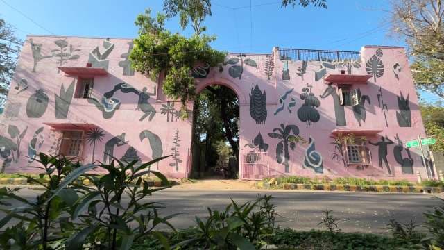 Vibrant Pink Gateway Mural in Lodhi Art District Delhi