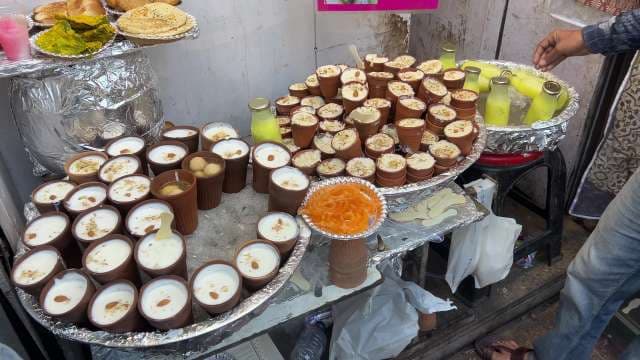 Traditional Indian Sweets and Drinks at Delhi Street Stall