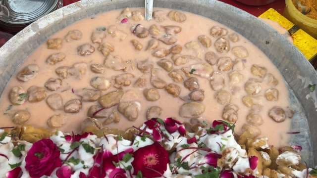 Indian Dahi Bhalla Street Food With Rose Petal Garnish