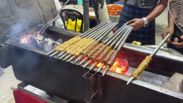 Street Style Seekh Kebabs Grilled Over Charcoal Flames