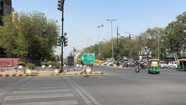 Bustling Traffic on Barakhamba Road, New Delhi