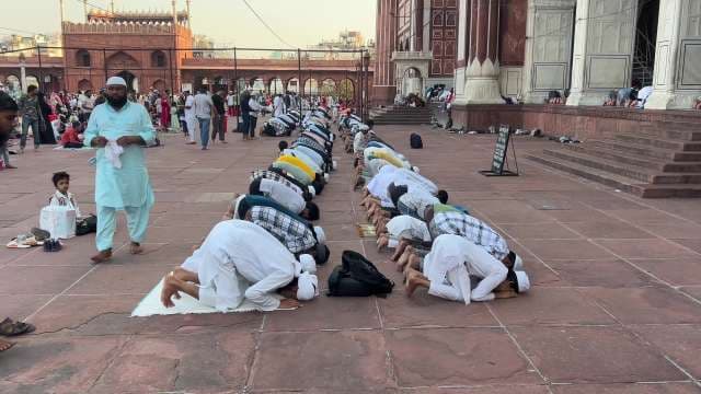 Muslim Worshippers in Prayer at Jama Masjid, Delhi