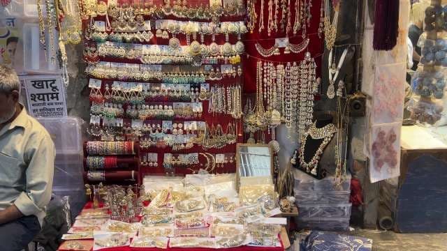 Traditional Indian Jewelry Stall at Local Market