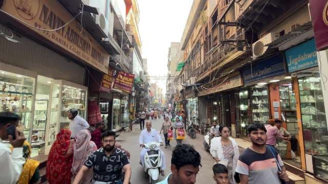 Bustling Street Shopping Experience in Old Delhi Market