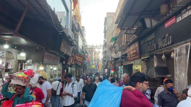 Bustling Street Life in Chandni Chowk Market, Delhi