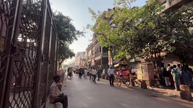 Bustling Street Life in Old Delhi India