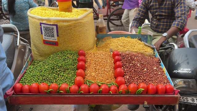 Colorful Indian Street Food Stall Selling Chaat Ingredients