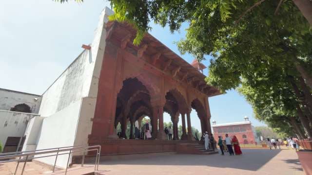 Historic Red Sandstone Pavilion at Delhi's Red Fort
