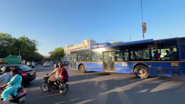 Busy Evening Traffic Near Connaught Place, New Delhi