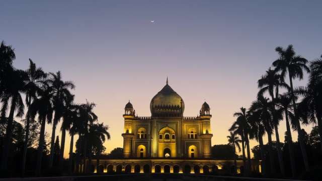 Majestic Safdarjung Tomb Illuminated at Sunset in New Delhi