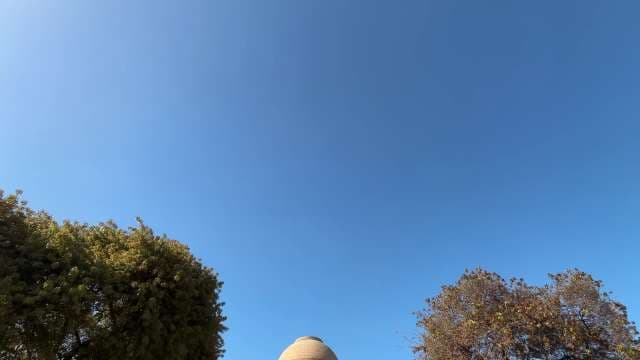 Clear Blue Sky Over Trees and Dome Structure