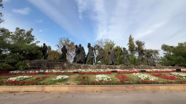 Iconic Dandi March Statue in New Delhi's Gandhi Smriti Garden