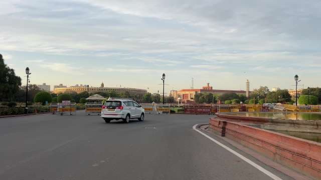 Scenic View of Indian Parliament House in New Delhi