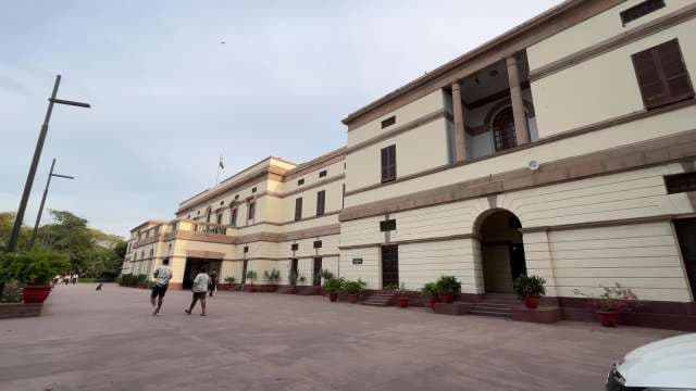 Walking Past Parliament House in New Delhi, India