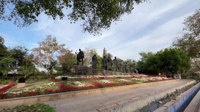 Gandhi's Salt March Statue at Sabarmati Ashram, Ahmedabad