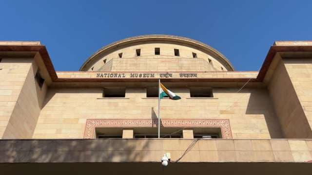 National Museum Delhi: Iconic Facade and Indian Flag