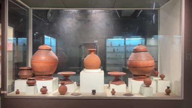 Ancient Terracotta Pottery Displayed in Museum Exhibit