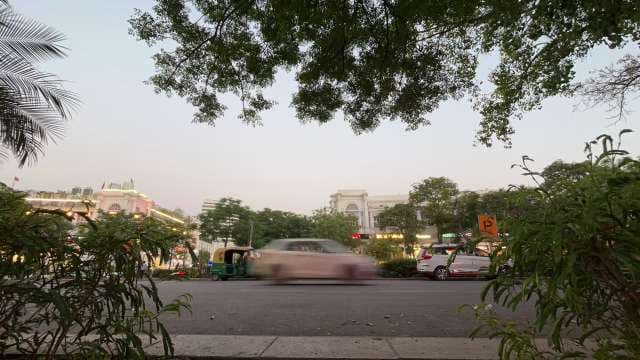 Busy Evening Street Scene at Connaught Place, New Delhi