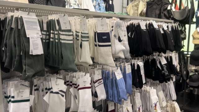 Trendy Sock Display at Modern Retail Clothing Store