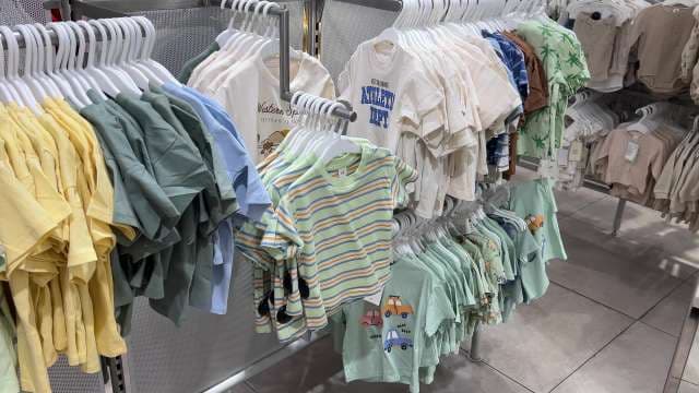 Trendy Kids' T-Shirts Displayed in Clothing Store