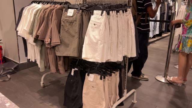 Trendy Men's Cotton Shorts Displayed in Modern Store