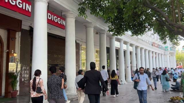 Busy Connaught Place Walkway in New Delhi's Heritage Hub