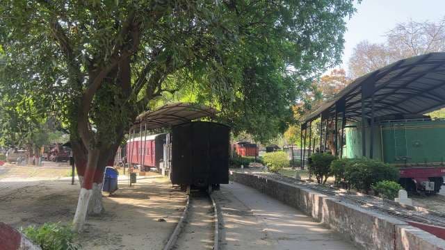 Historic Train Carriages at Outdoor Railway Museum