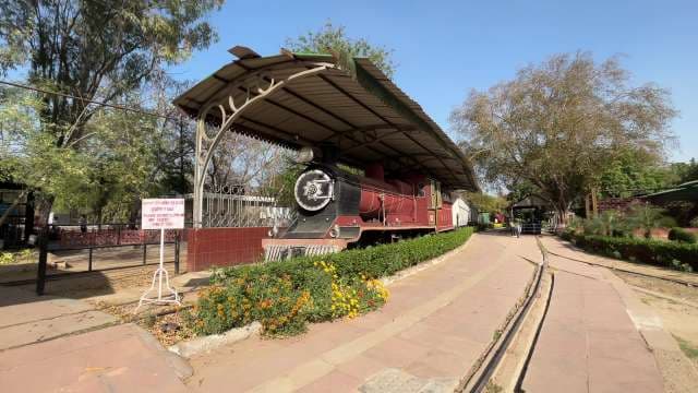 Historic Steam Locomotive Exhibit at National Rail Museum Delhi
