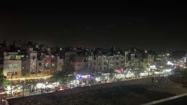 Vibrant Delhi Night Market Street View Illuminated