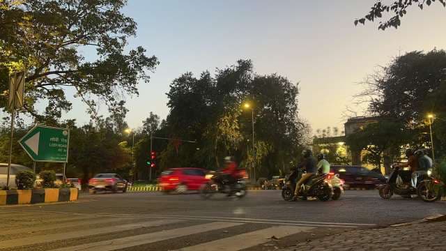 Busy Evening Traffic on Lodi Road in New Delhi