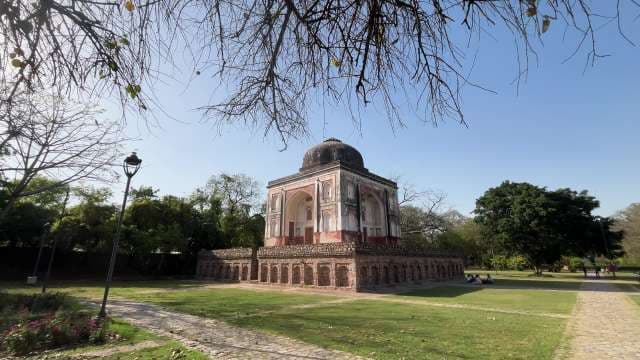 Historic Tomb in Delhi's Lodhi Gardens on a Sunny Day