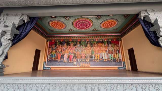 Vibrant Hindu Temple Mural Depicting Divine Assembly