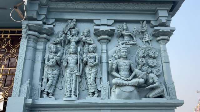 Intricate Hindu Temple Carvings Depicting Deities and Mythological Scenes