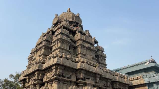 Majestic South Indian Hindu Temple Tower Under Blue Sky