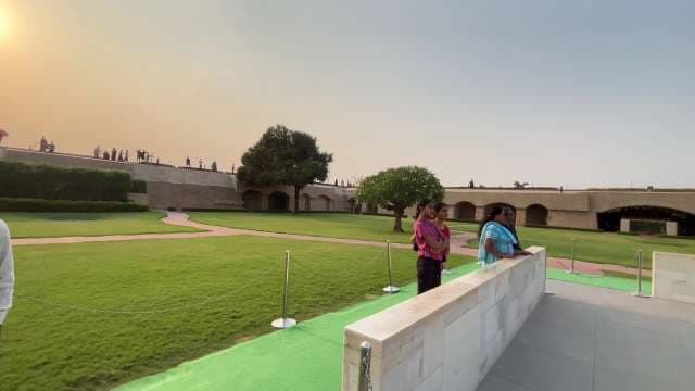 Visiting Raj Ghat Memorial Gardens in New Delhi at Sunset