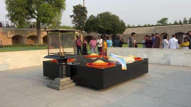 Visitors Pay Respects at Raj Ghat Mahatma Gandhi Memorial