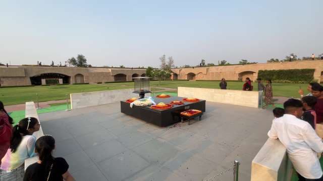 Visitors Pay Tribute at Raj Ghat, Gandhi Memorial Site