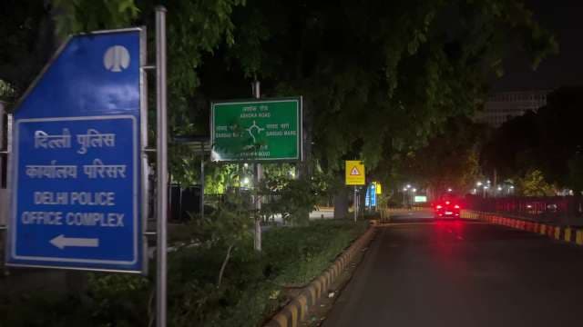 Night Drive Past Delhi Police Office Complex Sign