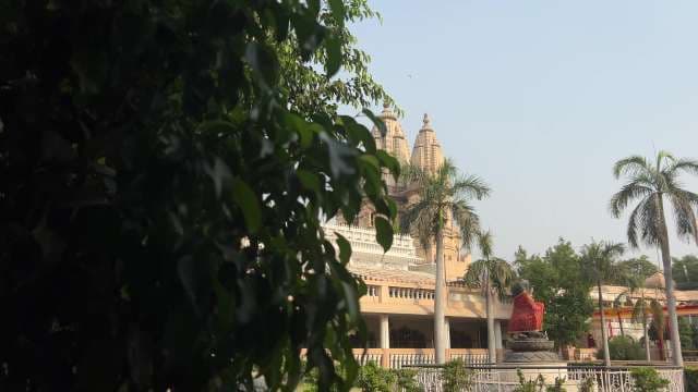 Beautiful Hindu Temple Amid Palm Trees and Lush Greenery