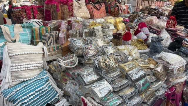 Colorful Handcrafted Bags and Clutches at Local Market Stall